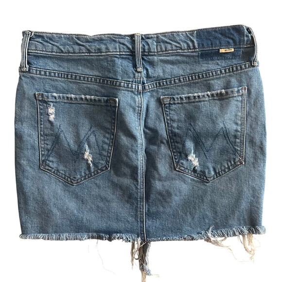 Mother Superior The Vagabond Mini Fray Denim Skirt Destroyed Bills Sz 28 - Picture 2 of 10